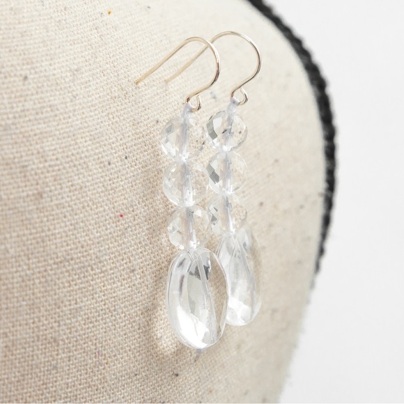 Jess David Clear By Design Quartz drop style faceted stone earrings clear quartz - Picture 7 of 11